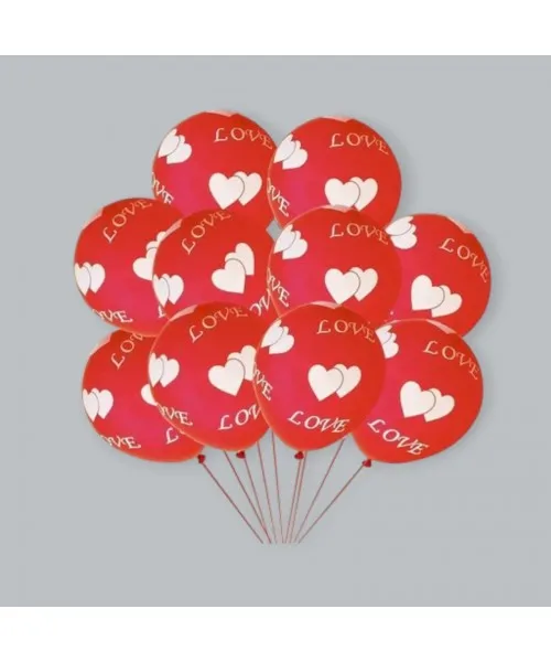 Kırmızı Love Baskılı 10 lu Helyum Balon